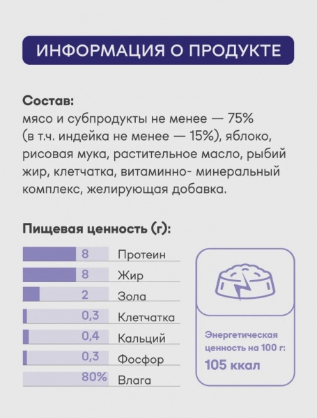 B&S PREMIUM  Влажный корм д/собак всех пород (индейка с яблоком), 410г, BS452